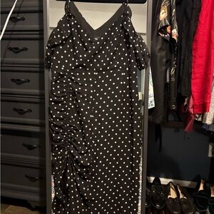 Elegant Black Dress with White Dots